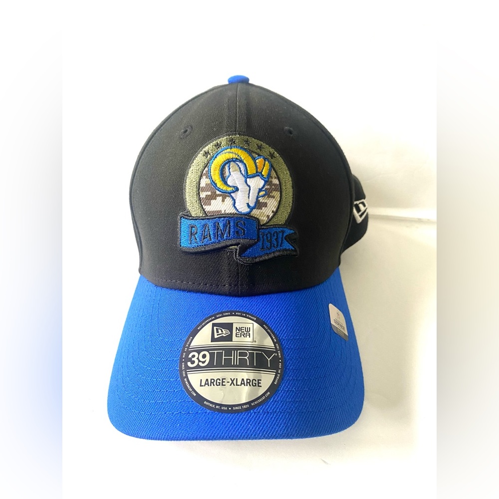 New Era LA Rams 39thirty NFL Football Blue Black Flex Hat Cap Size Large XL New